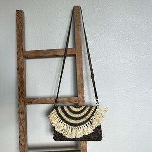 Ruggine woman’s Boho jute woven fringe Crossbody bag